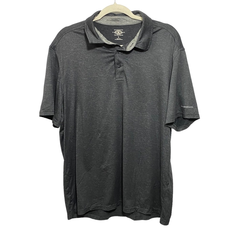 GH Bass Co Mens Sz Large Polo Shirt Heather Gray Short Sleeve Soft Collared